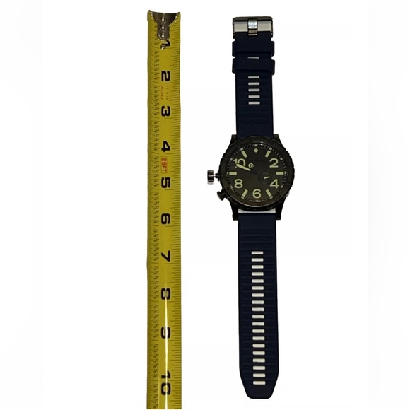 Watch Band 25mm Navy Blue w White Rubber Replacement 4 Nixon 51-30 Strap Garmin - Picture 3 of 12